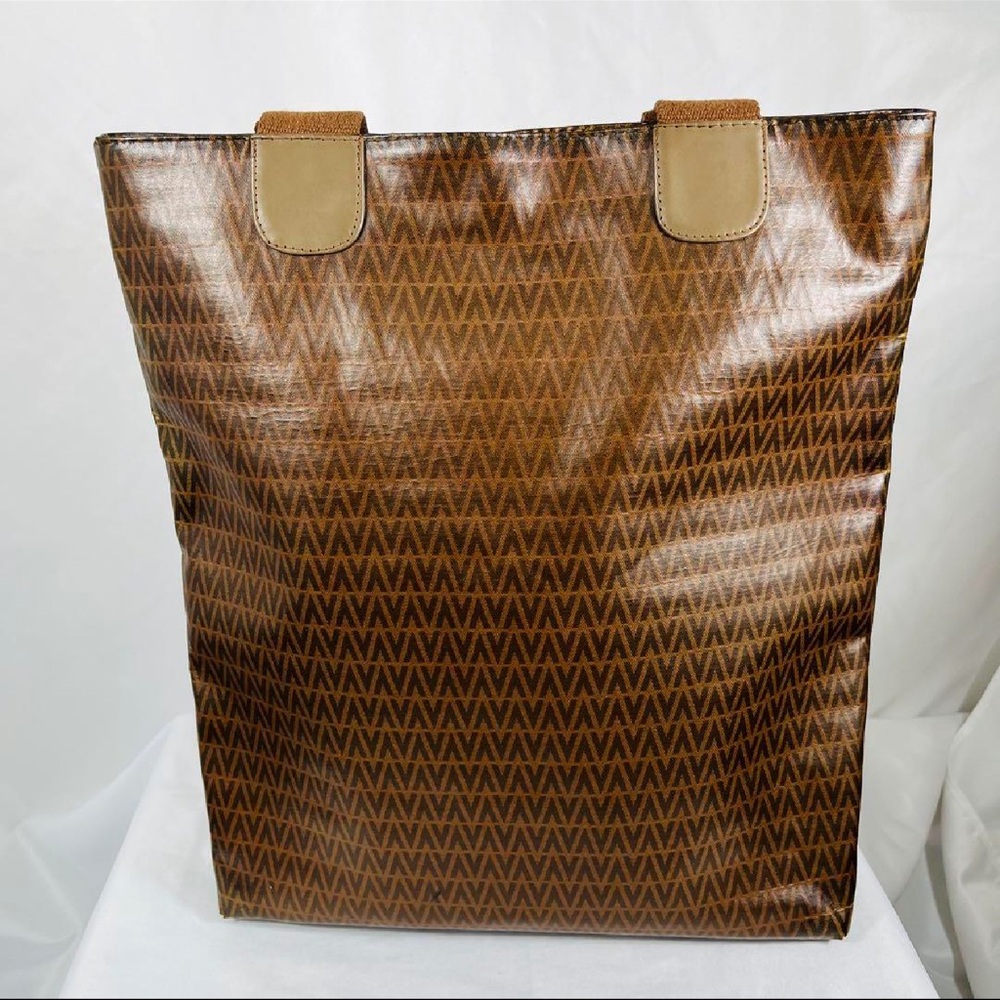 Mario Valentino Vintage Monogram Tote Bag with Pouch Brown Italy - Picture 14 of 16